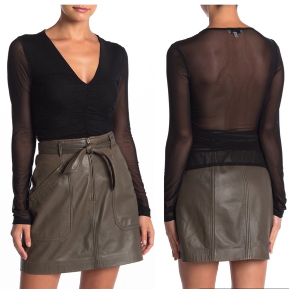 🖤 Ten Sixty Sherman ruched mesh black top - Picture 1 of 12